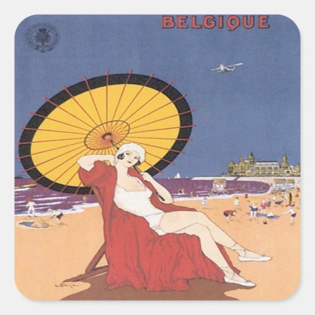 Vintage Ostende Belgique Square Sticker (Front)