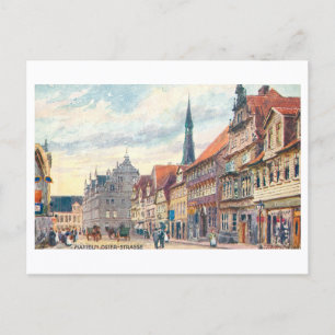 Vintage Oster Strasse in Hamelin, Germany Postcard