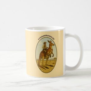 Vintage Outback Cowboy Riding a Giant Kangaroo URM Coffee Mug