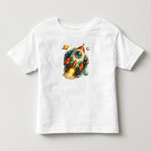 Vintage Outer Space Rocket Ship Kids T-Shirt
