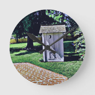 Vintage Outhouse From Harry Truman's Childhood Round Clock