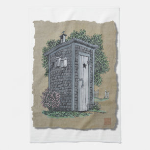 Vintage Outhouse Tea Towel