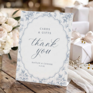 Vintage Oval Cards & Gifts Dusty Blue Wedding Pedestal Sign