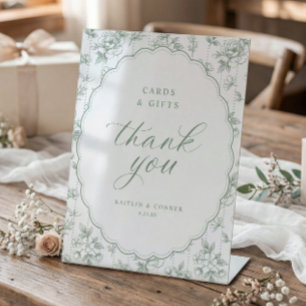 Vintage Oval Cards & Gifts Sage Green Wedding Pedestal Sign