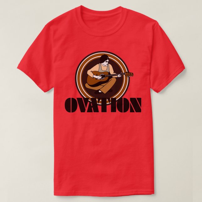 Vintage Ovation Guitars String Fling Black  T-Shirt (Design Front)
