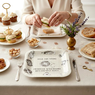 Vintage Over The Years 80th Birthday Party  Paper Plate