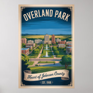Vintage Overland Park Kansas Retro Travel Poster