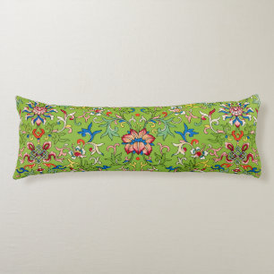 Vintage Owen Jones Chinese Ornament Green Floral Body Cushion
