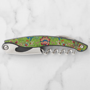 Vintage Owen Jones Chinese Ornament Green Floral Corkscrew