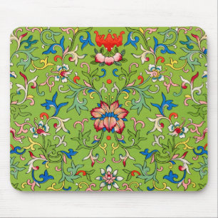 Vintage Owen Jones Chinese Ornament Green Floral Mouse Pad