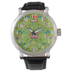 Vintage Owen Jones Chinese Ornament Green Floral Watch