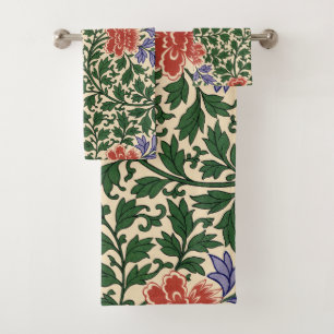 Vintage Owen Jones Chinoiserie Peony Pattern Bath Towel Set
