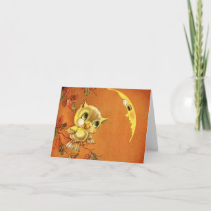Vintage Owl and Moon Card