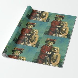 Vintage Owl And Pussy Cat Wrapping Paper