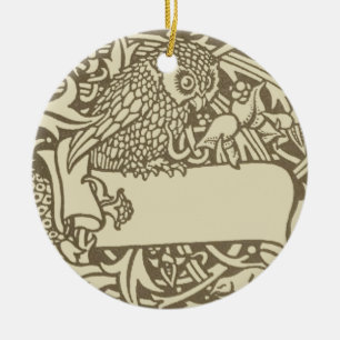 Vintage Owl Bookplate Arts and Crafts Walter Crane Ceramic Tree Decoration