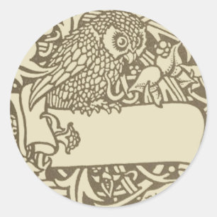 Vintage Owl Bookplate Arts and Crafts Walter Crane Classic Round Sticker