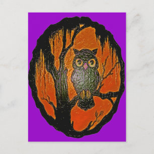 Vintage Owl cartoon Art Postcard