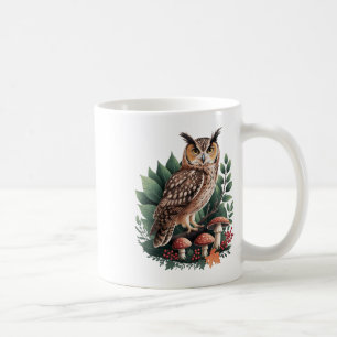 Vintage Owl Cottagecore Aesthetic Mushroom Sticker Coffee Mug