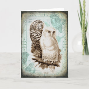 Vintage Owl Couple Greeting Card