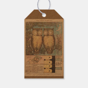 Vintage owl cute fall craft gift tags