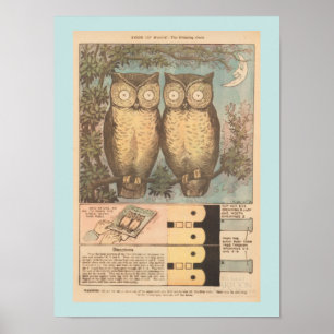 Vintage owl cute fall craft poster
