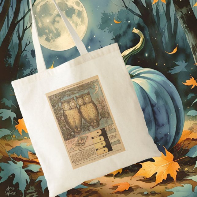 Vintage owl cute fall craft  tote bag (Creator Uploaded)