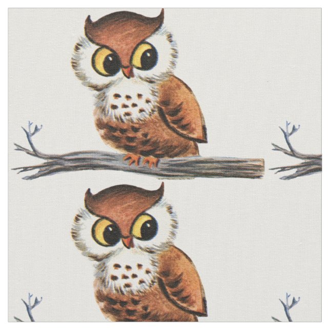 Vintage Owl Fabric (Close Up)