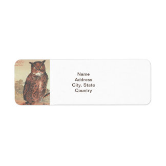 Vintage Owl for Owl Lovers Halloween Autumn Bird Return Address Label