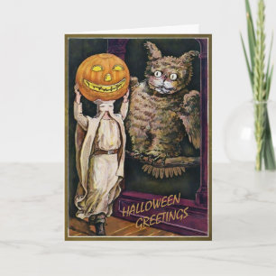 Vintage Owl Halloween Card