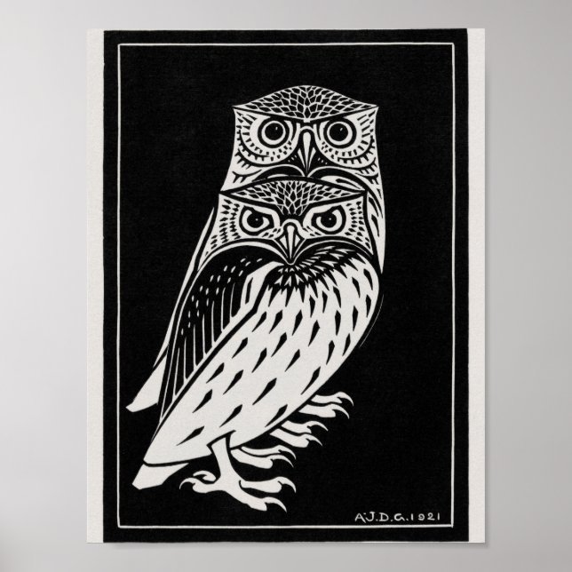 Vintage Owl Illustration Poster (Front)