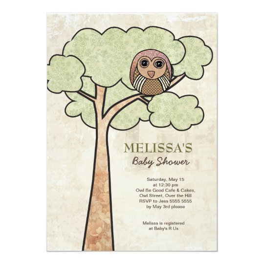 Vintage Owl in Tree Baby Shower Party Invite` Card