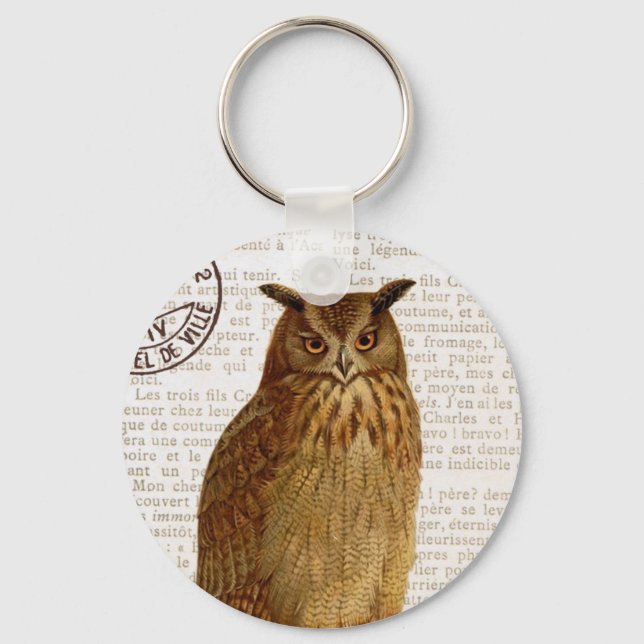 Vintage Owl...Keychain Key Ring (Front)