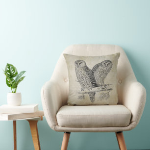 Vintage Owl Pair Cushion