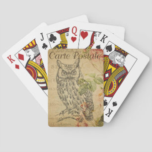 Vintage Owl Playing Cards