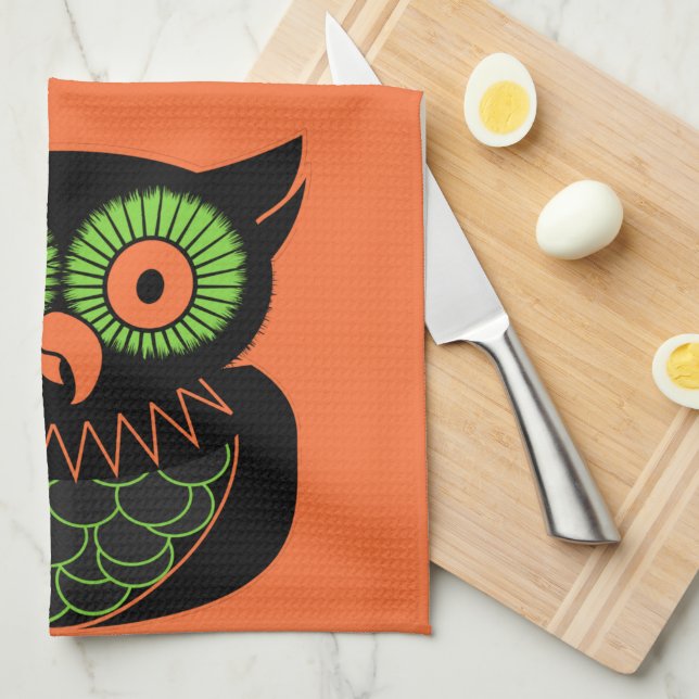 Vintage Owl Tea Towel (Quarter Fold)