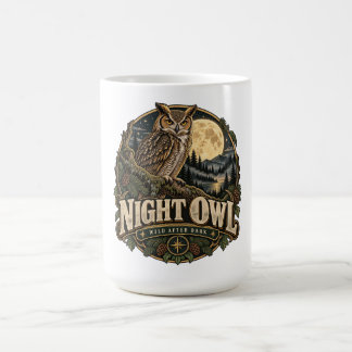 Vintage Owl Under Full Moon Coffee Mug