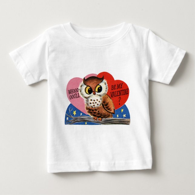 Vintage Owl Valentine Baby T-Shirt (Front)