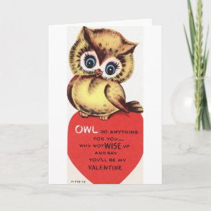 Vintage Owl Valentine's Day Greeting Card