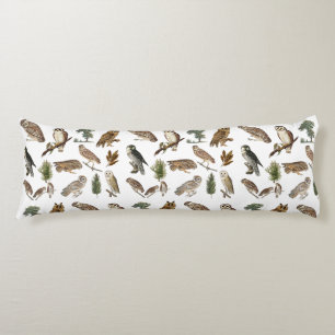 Vintage Owl Watercolor Forest Pattern Body Cushion