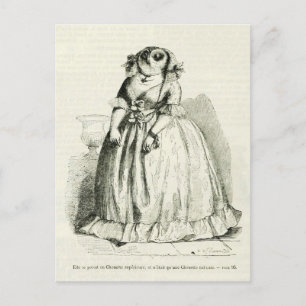 Vintage Owl Woman Postcard