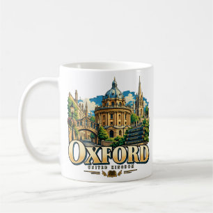 Vintage Oxford United Kingdom Travel Art Landmark Coffee Mug