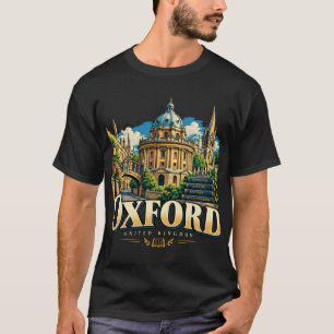 Vintage Oxford United Kingdom Travel Art Landmark T-Shirt