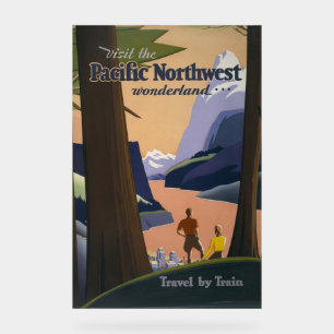 Vintage Pacific Northwest Travel Poster 1925 Train