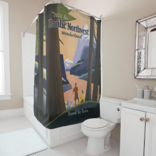 Vintage Pacific Northwest Travel Poster 1925 Train Shower Curtain