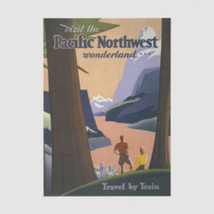 Vintage Pacific Northwest Travel Poster 1925 Train Tissue Paper