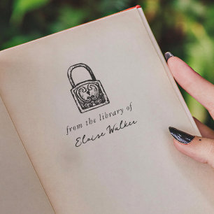 Vintage Padlock From the Library Of Book Rubber Stamp