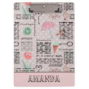 Vintage page newspaper polka dots stylish retro clipboard