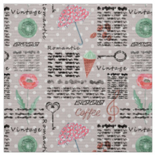 Vintage page newspaper polka dots stylish retro fabric