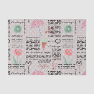 Vintage page newspaper polka dots stylish retro tissue paper