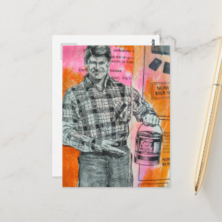 Vintage Paint Man Collage Postcard
